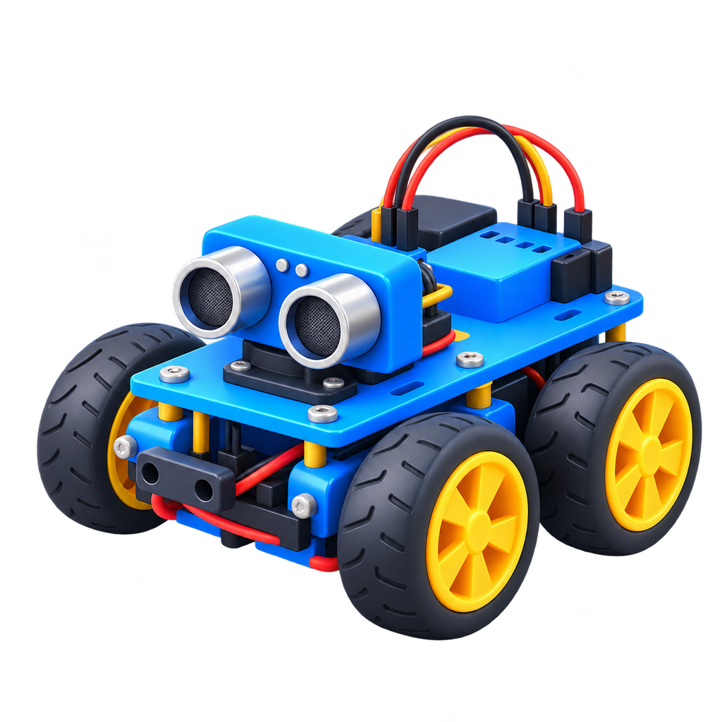 電子零件組成的小車,象徵動手實作